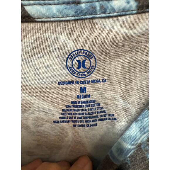 Hurley T Shirt Jellyfish Blue Black Surf Beach Mens Medium - Picture 2 of 4